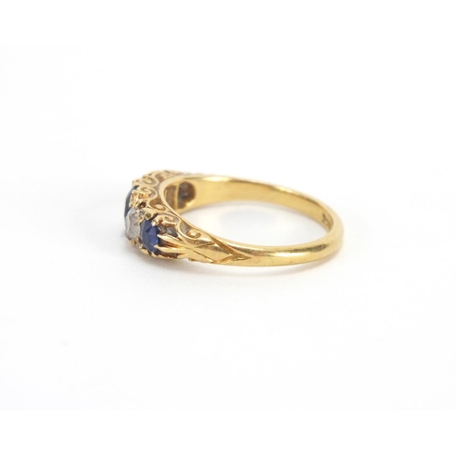 685 - 18ct gold Sapphire and Diamond ring, size N, approximate weight 4.1g