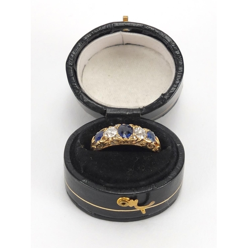 685 - 18ct gold Sapphire and Diamond ring, size N, approximate weight 4.1g