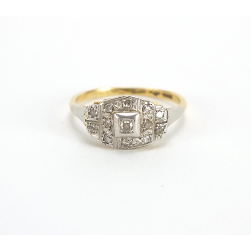 723 - 18ct gold diamond cluster ring, size N, approximate weight 2.7g