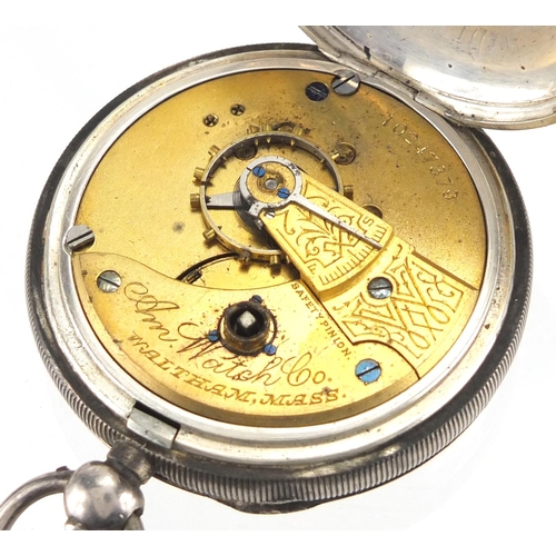 835 - Gentleman's silver Waltham Mass open face pocket watch, numbered 10247379 to the movement, the case ... 