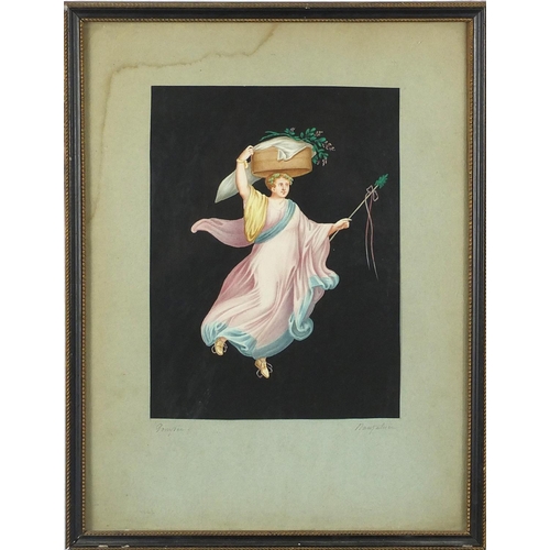 1184 - Set of four Italian classical gouaches, three pencil signed and titled, each mounted and framed, the... 