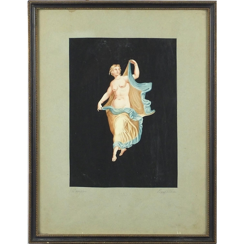 1184 - Set of four Italian classical gouaches, three pencil signed and titled, each mounted and framed, the... 