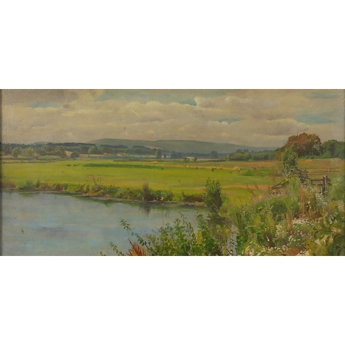 1146 - James Eyre Jackson - On the Arun off Willingdon Polegate, oil on canvas, inscribed verso, mounted an... 