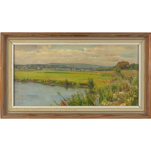 1146 - James Eyre Jackson - On the Arun off Willingdon Polegate, oil on canvas, inscribed verso, mounted an... 