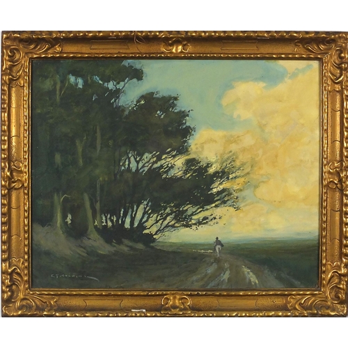 1019 - Edgar Thomas Holding RWS - The Lonely Road, watercolour, inscribed label verso, framed, 49cm x 39cm