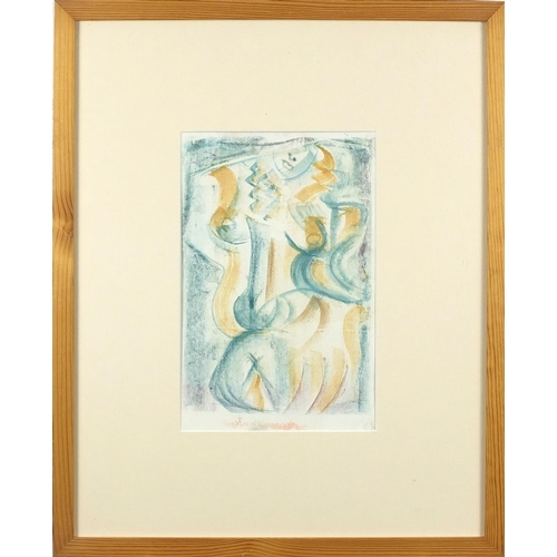 985 - Attributed to Andre Mansson - Abstract compositions, surreal nude female, double sided crayon on pap... 