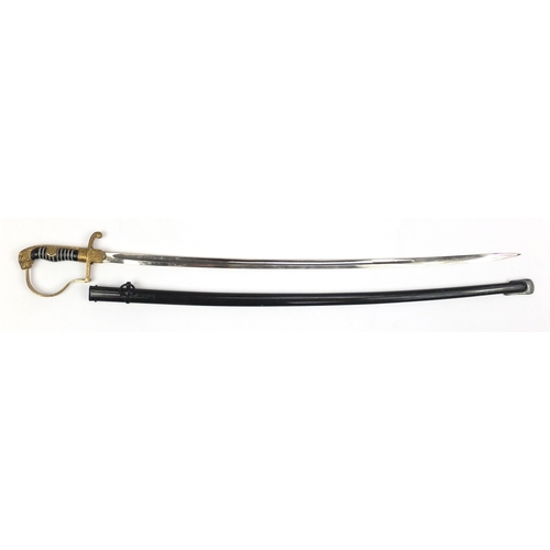 292 - German Military interest Army sword with scabbard, the blade engraved Eickhorn Solingen, 94cm in len... 