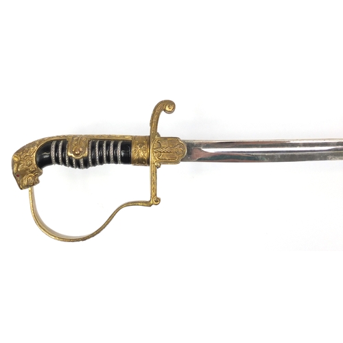 292 - German Military interest Army sword with scabbard, the blade engraved Eickhorn Solingen, 94cm in len... 