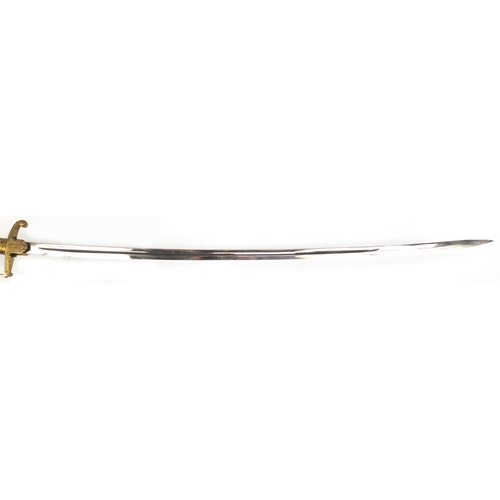 292 - German Military interest Army sword with scabbard, the blade engraved Eickhorn Solingen, 94cm in len... 