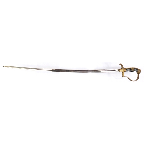 292 - German Military interest Army sword with scabbard, the blade engraved Eickhorn Solingen, 94cm in len... 