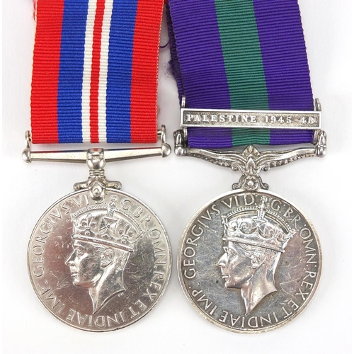 269 - British Military World War II General Service medal with Palestine bar and 1934-45 medal, the Genera... 