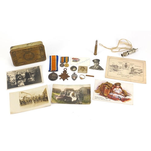 254 - British Military World War I medals, Militaria and photographs relating to G-647PTE.B.J.E.GRANT.R.SU... 