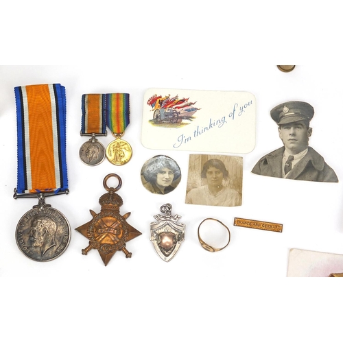 254 - British Military World War I medals, Militaria and photographs relating to G-647PTE.B.J.E.GRANT.R.SU... 