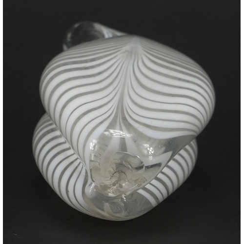 545 - Victorian Nailsea double glass flask with white spiral decoration , 25cm in length