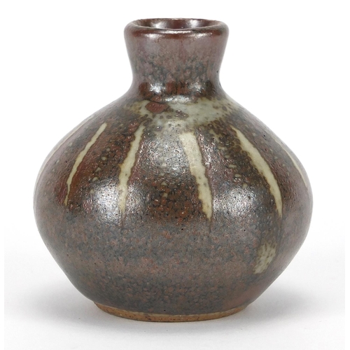 592 - Miniature Studio pottery vase by David Leach of Lowerdown pottery, impresses initials around the foo... 