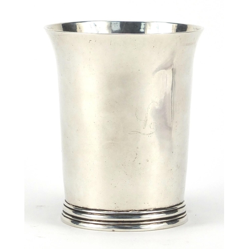 631 - 17th century hammered silver beaker, York 1691, 9.5cm high, approximate weight 159.3g