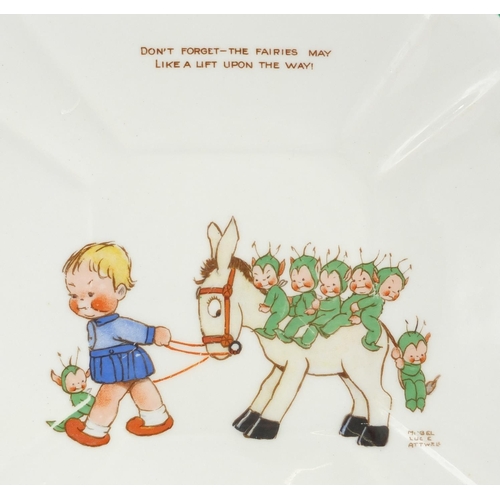 574 - Two of Shelley nursery rhyme sandwich plates by Mabel Lucie Atwell, Don't Forget The Fairies and If ... 