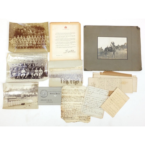280 - Military interest black and white photographs and ephemera, including hand written letters, and Boer... 