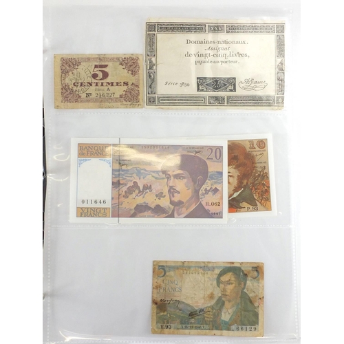 241 - British and World banknotes, various denominations and cashiers arranged in an album including Treas... 