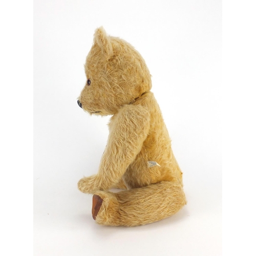 332 - Vintage Chiltern hygienic teddy bear with jointed limbs, beaded eyes and label, 48cm high