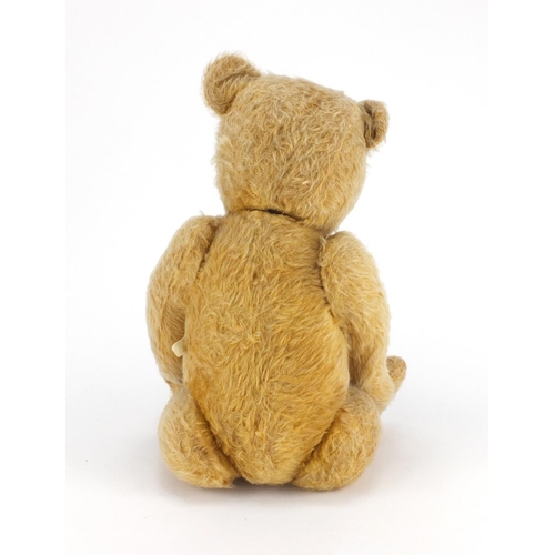 332 - Vintage Chiltern hygienic teddy bear with jointed limbs, beaded eyes and label, 48cm high