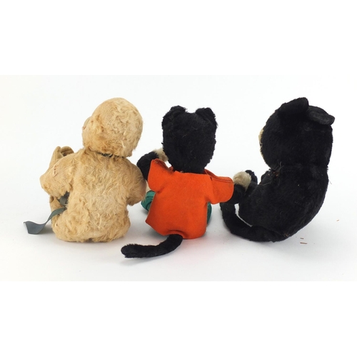 339 - Three vintage animals including a straw filled Felix the cat, the largest 41cm high