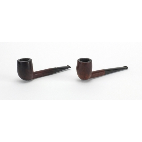 78 - Twelve Dunhill smoking pipes housed in a hardwood pipe rack, including Shell Briar, Bruyere and Root... 