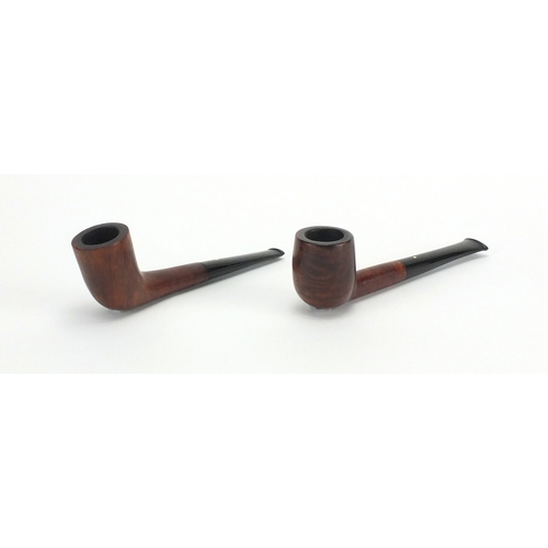 78 - Twelve Dunhill smoking pipes housed in a hardwood pipe rack, including Shell Briar, Bruyere and Root... 