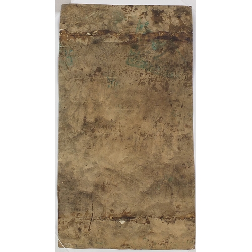 458 - Korean paper scroll hand painted with a General, 61cm x 33.5cm