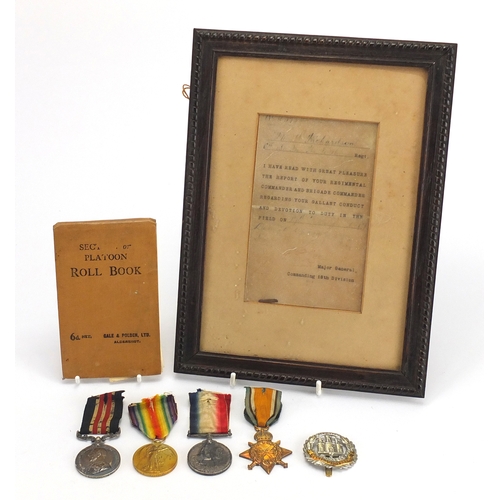 244 - British Military World War I medal group relating to 13920PTE.W.RICHARDSON.6-NTH'M:R. certificate of... 