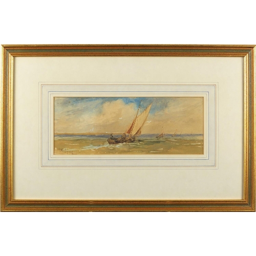 992 - R S Moseley 1819 - Sailing boats on calm sea, 19th century maritime watercolour, mounted and framed,... 