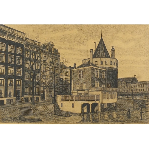 1107 - Richard Lovett - Schrelestoren, The Tower of Tears, Amsterdam, 19th century graphite drawing from th... 