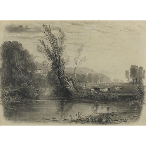 1108 - John Rawson Walker 1855 - Newbold Comyn, seat of Lord Somerville, 19th century pencil and wash, labe... 