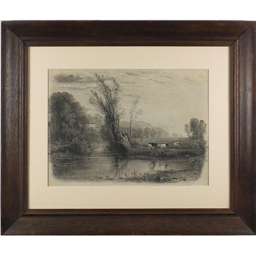 1108 - John Rawson Walker 1855 - Newbold Comyn, seat of Lord Somerville, 19th century pencil and wash, labe... 