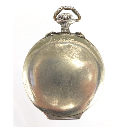 842 - Vintage gentleman's alarm pocket watch, numbered 72067 to the case, 4.6cm in diameter