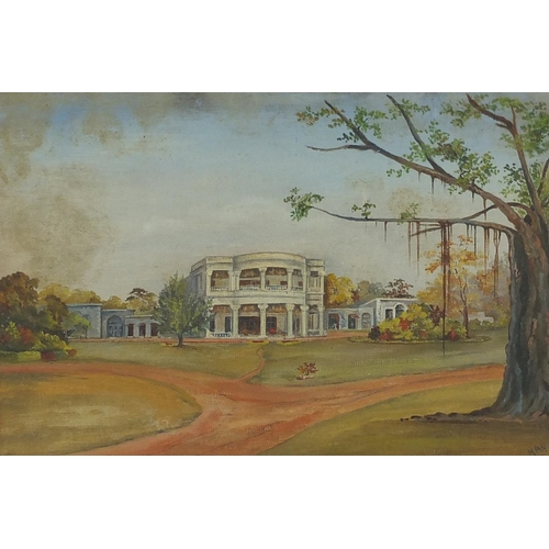 448 - Harold M Millar - Pearl spotted owlet and Antebellum mansion, two watercolours, both mounted and fra... 