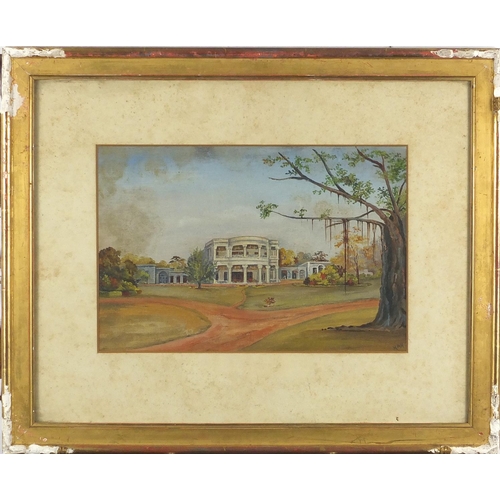 448 - Harold M Millar - Pearl spotted owlet and Antebellum mansion, two watercolours, both mounted and fra... 