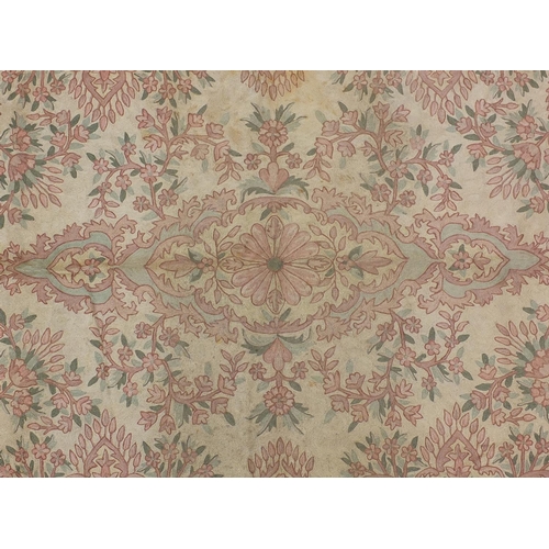 2060 - Rectangular Kashmir Crewel rug having an all over floral design onto a cream ground, 178cm x 122cm