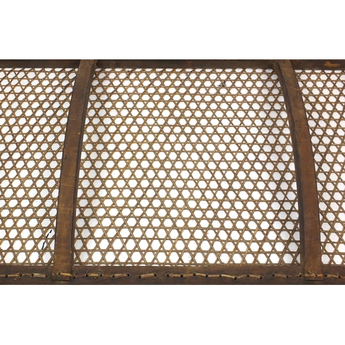 2043 - Chinese hardwood day bed with lattice top, 50cm H x 219cm W x 103cm D