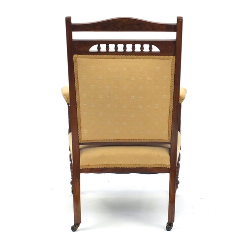 2022 - Victorian inlaid rosewood occasional chair, with upholstered back, seat and arm rests