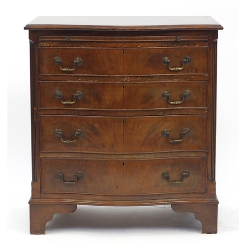 2026 - Reproduction serpentine fronted bachelor chest, with slide above four graduated drawers, 78cm H x 71... 