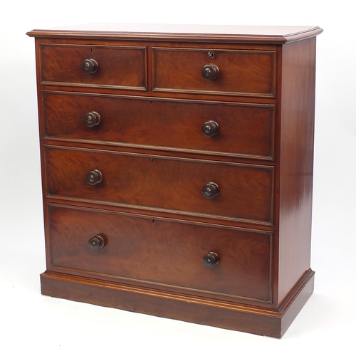 2013 - Victorian mahogany chest fitted with two short above three graduated long drawers, 102cm H x 107cm W... 