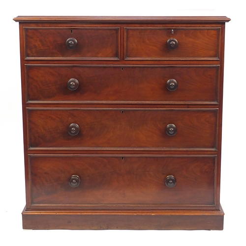 2013 - Victorian mahogany chest fitted with two short above three graduated long drawers, 102cm H x 107cm W... 