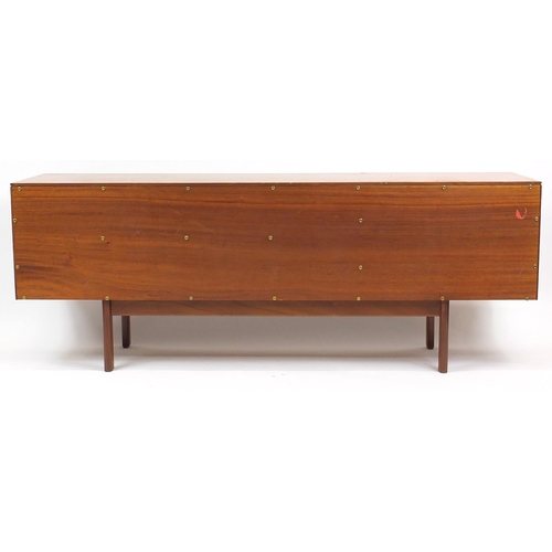 2004 - Vintage teak sideboard with rosewood handles by White & Newton, fitted with three drawers and a pair... 