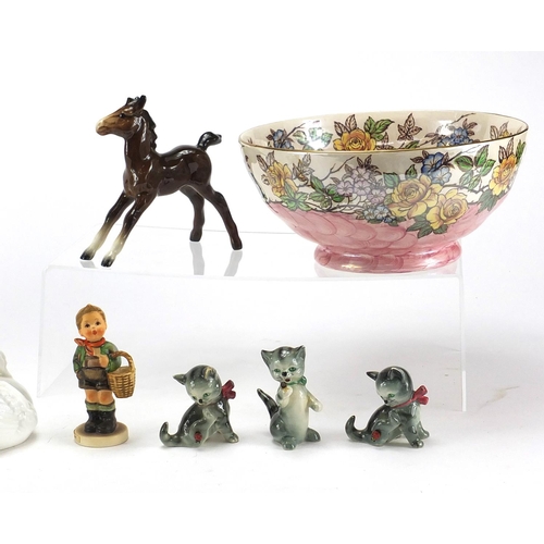 507 - Collectable china including a Malling bowl, large Royal Doulton Toby jug, Karl Enz bird and Goebel f... 