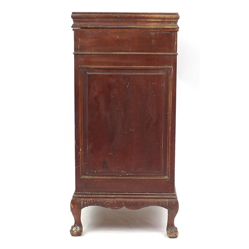 71 - 1930's mahogany drinks cabinet with lift up top enclosing a mirror, 113cm H x 52cm W x 56cm D