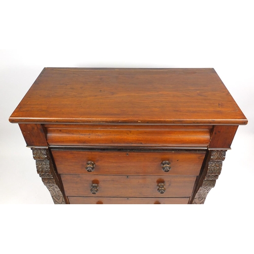 60 - Victorian Scottish mahogany four drawer chest, 109cm H x 109cm W x 52cm D