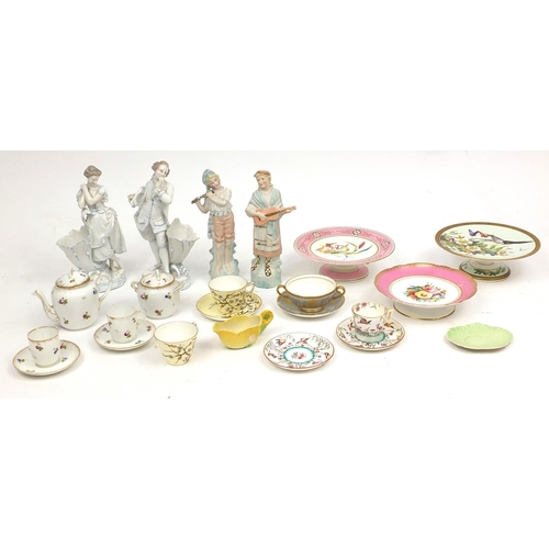 597 - Victorian and later china including Bisque figures, part tea service, some with hand painted decorat... 