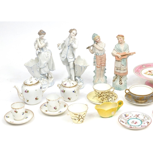 597 - Victorian and later china including Bisque figures, part tea service, some with hand painted decorat... 