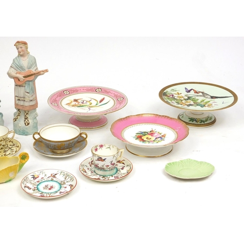 597 - Victorian and later china including Bisque figures, part tea service, some with hand painted decorat... 